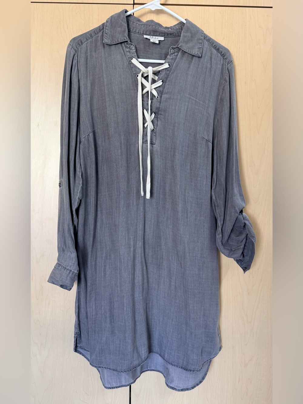 STYLE & CO. Gray Denim Tunic Shirt Dress